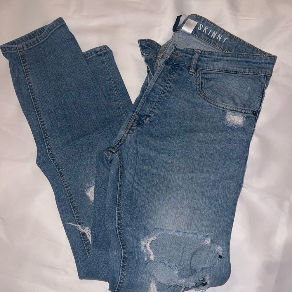 H&M Blue Distressed Skinny Jeans